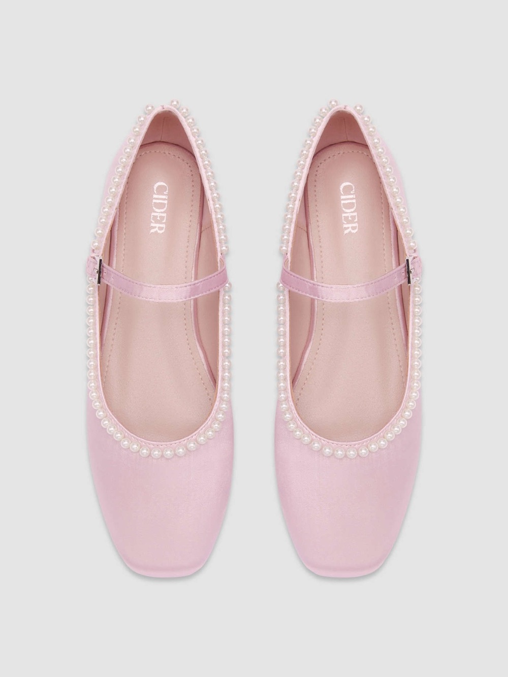 Cider Pink Pearl-Trim Mary Jane Flats